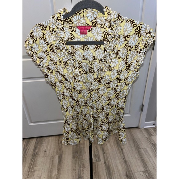 Retro Sunny Leigh Y2K Floral Ruffle V-Neck Sleeveless Top Boho Women's Size M - Picture 5 of 14